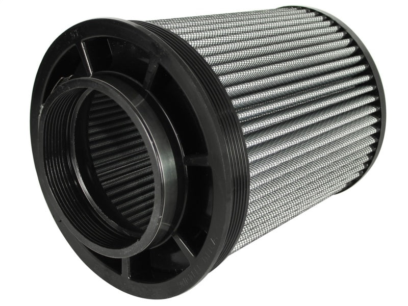 aFe MagnumFLOW Air Filter featuring a cylindrical design with a pleated filter media for enhanced airflow and performance.