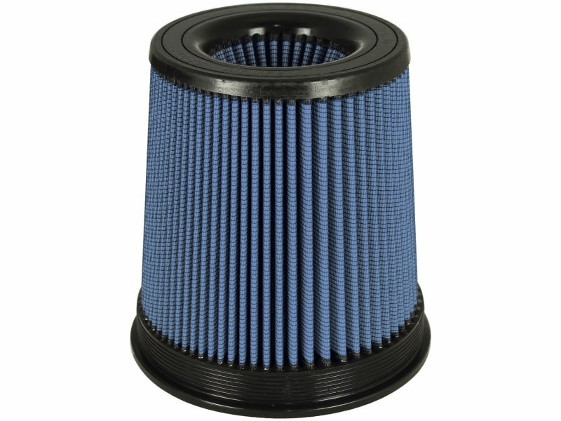 aFe MagnumFLOW Air Filter with a cylindrical design and blue filter media, ideal for enhancing engine performance.