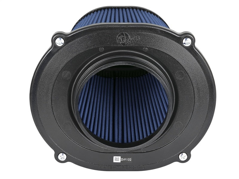 aFe Quantum Pro-5 R air filter with inverted top, featuring a 5-inch flange and 8-inch height, designed for enhanced airflow.