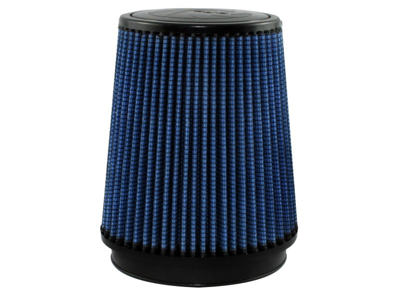 aFe MagnumFLOW Air Filter featuring a blue pleated design for enhanced airflow and filtration in trucks and SUVs.
