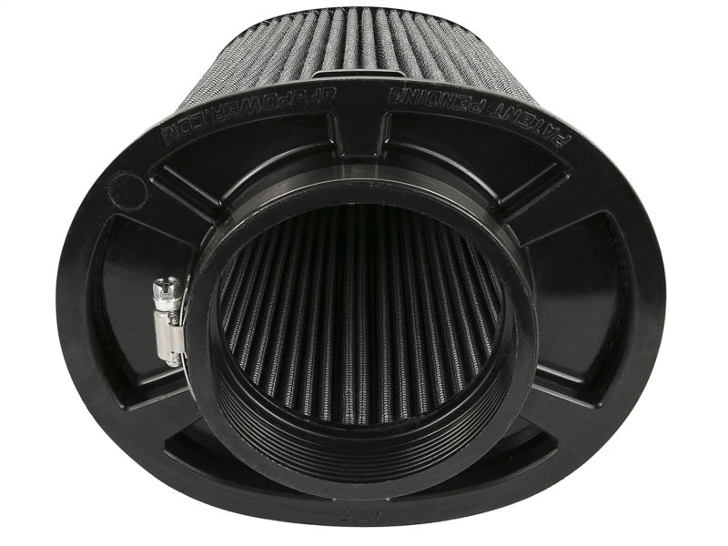 aFe Magnum FLOW Pro DRY S Universal Air Filter with dimensions 4 inches inlet, 8x6.5 inches base, and 7.5 inches height.