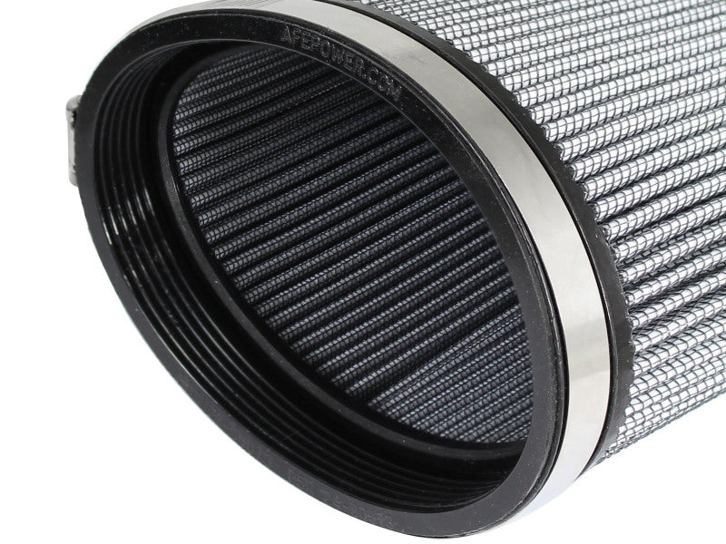 aFe MagnumFLOW Air Filter featuring a cylindrical design with a metal mesh exterior and rubber sealing for optimal airflow.
