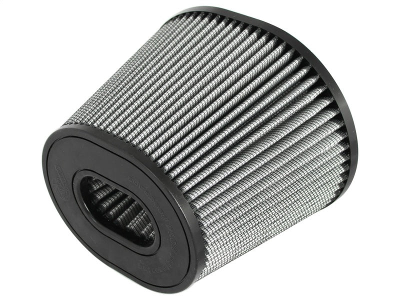 aFe MagnumFLOW ProDry S air filter with a cylindrical design, featuring a pleated filter media for improved airflow and filtration.