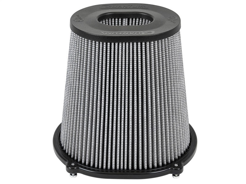 aFe Quantum Pro DRY S Air Filter with inverted top, featuring a 5-inch flange and 9-inch height for enhanced airflow and filtration.