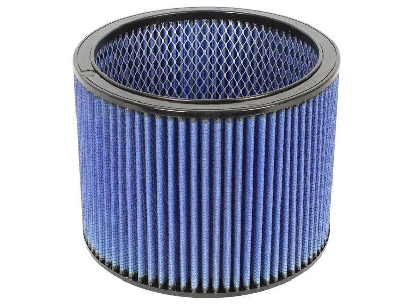 aFe MagnumFLOW Round Racing Air Filter with blue pleated media, designed for high-performance applications, 9 OD x 7.50 ID x 7 H.