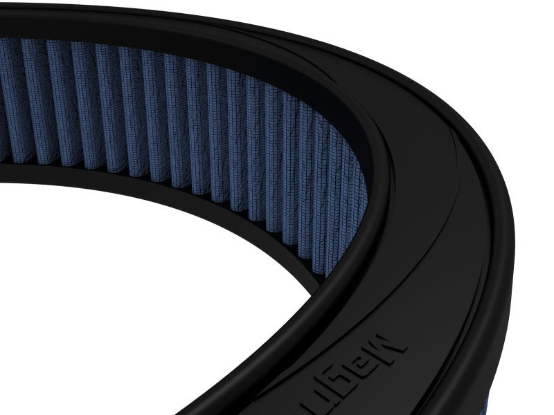 aFe MagnumFLOW Air Filter designed for Nissan cars 74-79 and trucks 86-92 V6, featuring a durable black frame and blue filter media.