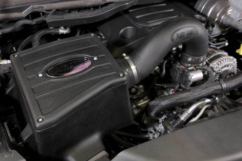 Airaid 2019 Dodge Ram 5.7L V8 intake system installed under the hood, featuring a black airbox and intake tube.