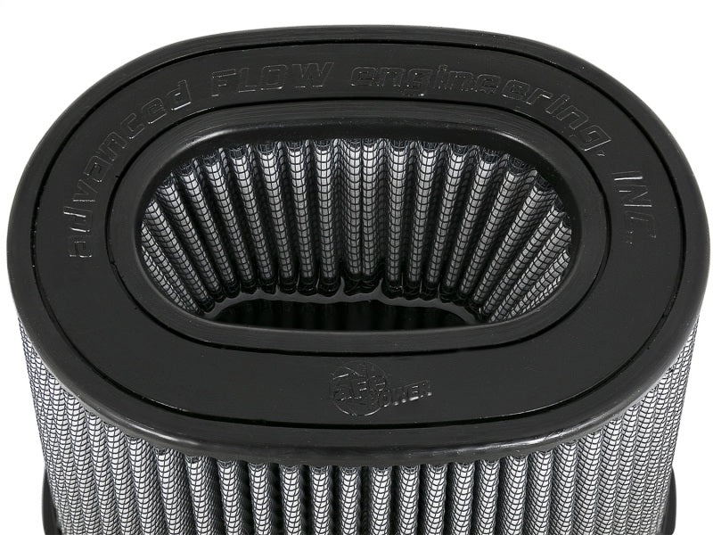 aFe MagnumFLOW Pro DRY S replacement air filter with inverted design, featuring durable construction for enhanced airflow and filtration.