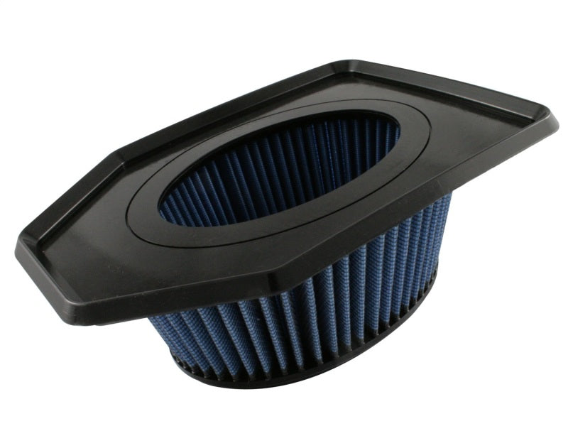 aFe MagnumFLOW Pro 5R replacement air filter for 2007-2011 Jeep Wrangler JK V6-3.8L with a blue filter media design.