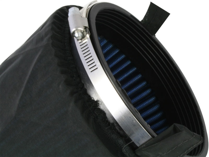 aFe MagnumSHIELD Pre-Filters in black, designed for enhanced engine protection with a durable, snug fit around the air filter.