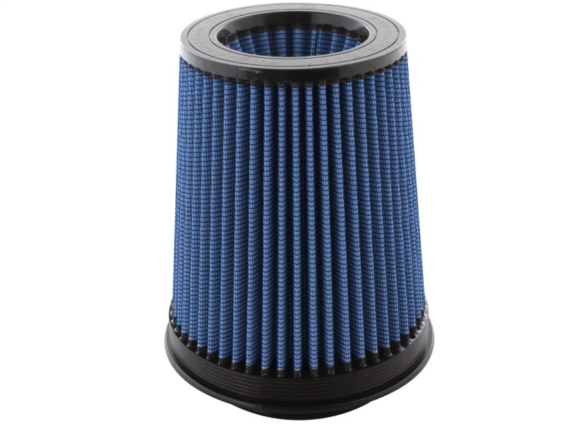 aFe MagnumFLOW Pro 5R air filter with blue pleated design, measuring 5 inches front, 7 inches back, and 8 inches height.