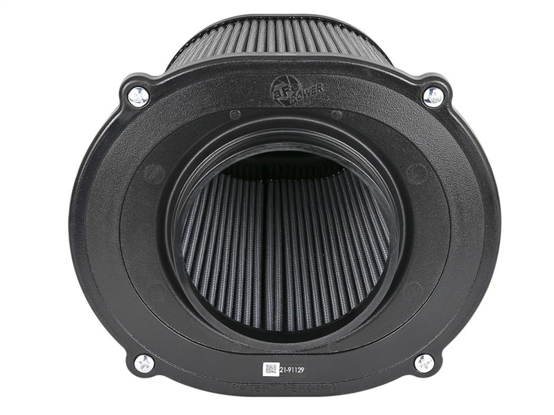 aFe Quantum Pro DRY S Air Filter with inverted top, featuring a 5-inch flange and 9-inch height for optimal airflow and filtration.