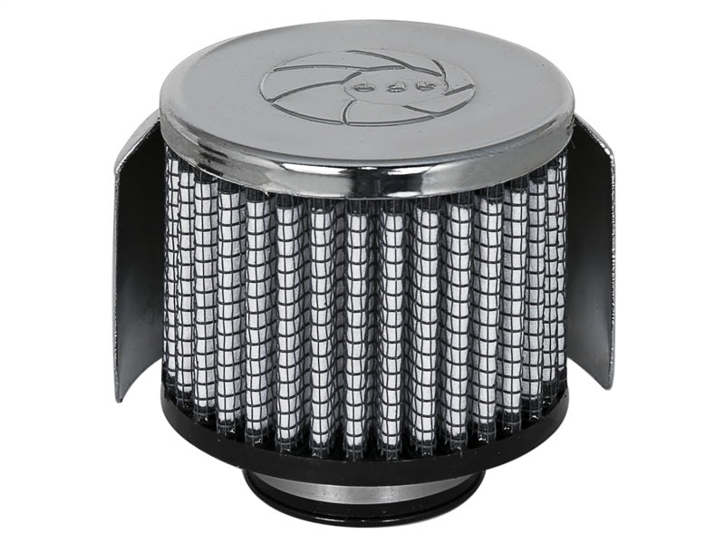aFe MagnumFLOW Air Filter featuring a chrome top and mesh design for enhanced airflow and filtration efficiency.