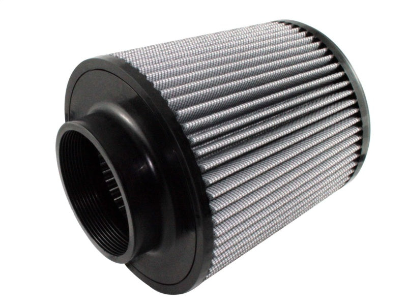 aFe MagnumFLOW Air Filter with a cylindrical design, featuring a pleated filter media for enhanced airflow and filtration.