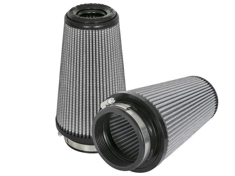 aFe Magnum FLOW Pro DRY S replacement air filters in a pair, featuring a durable design for enhanced airflow and filtration.