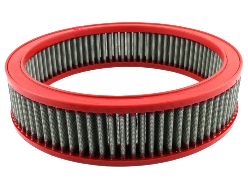 aFe MagnumFLOW Air Filter designed for GM V8 cars from 1966 to 1978, featuring a red frame and high-flow filtration.