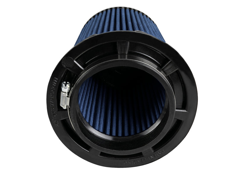 aFe Magnum FLOW Pro 5R universal air filter with inverted design, featuring a blue filter element and durable black housing.