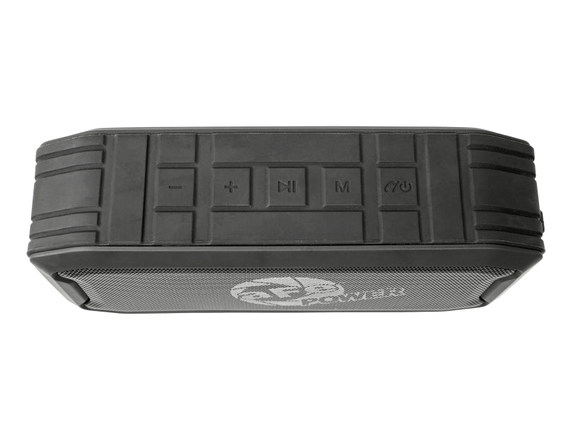 aFe Mini Bluetooth Speaker featuring a rugged design with control buttons for volume and playback. Ideal for outdoor use.