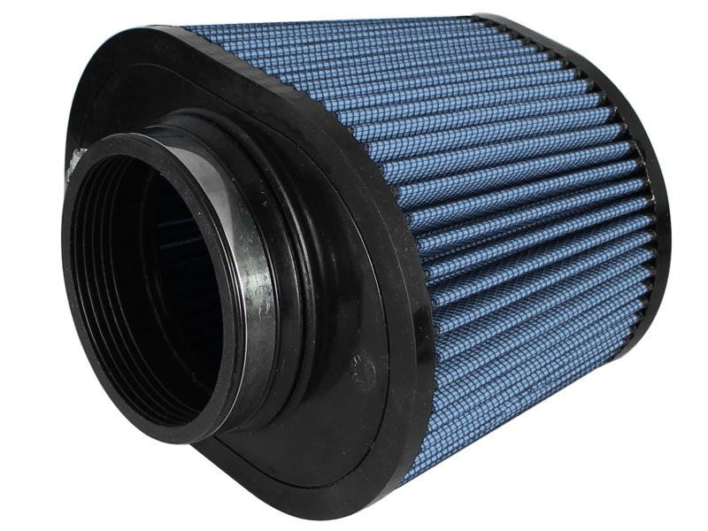 aFe MagnumFLOW Air Filter with a blue filter element and black housing, designed for enhanced airflow and performance.