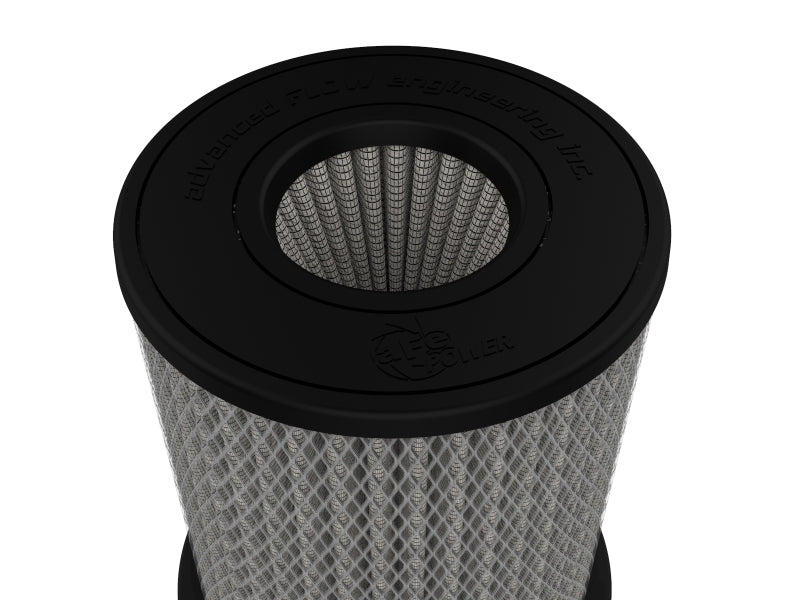 aFe MagnumFLOW Pro DRY S Universal Air Filter featuring a cylindrical design with a black top and mesh filter material.