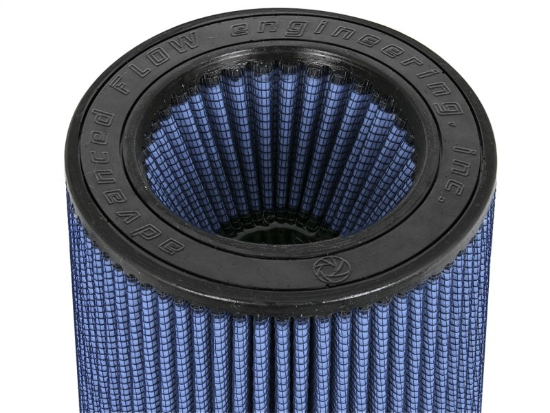 aFe MagnumFLOW Pro 5R universal air filter with inverted design, featuring a blue filter media and black rubber top.