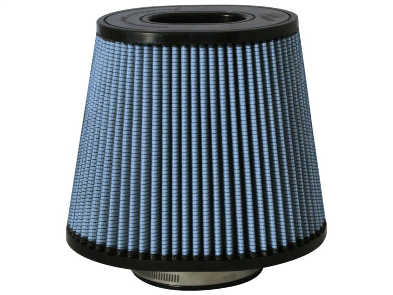 aFe MagnumFLOW Air Filter PRO 5R with a conical design, featuring a blue filter media for enhanced airflow and filtration.