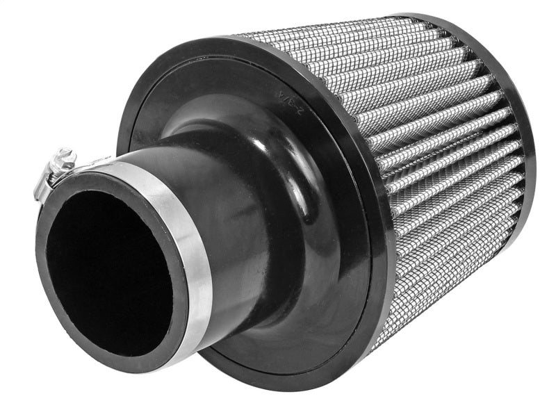 aFe MagnumFLOW Air Filter featuring a cylindrical design with a black rubber inlet and metal mesh for enhanced airflow.