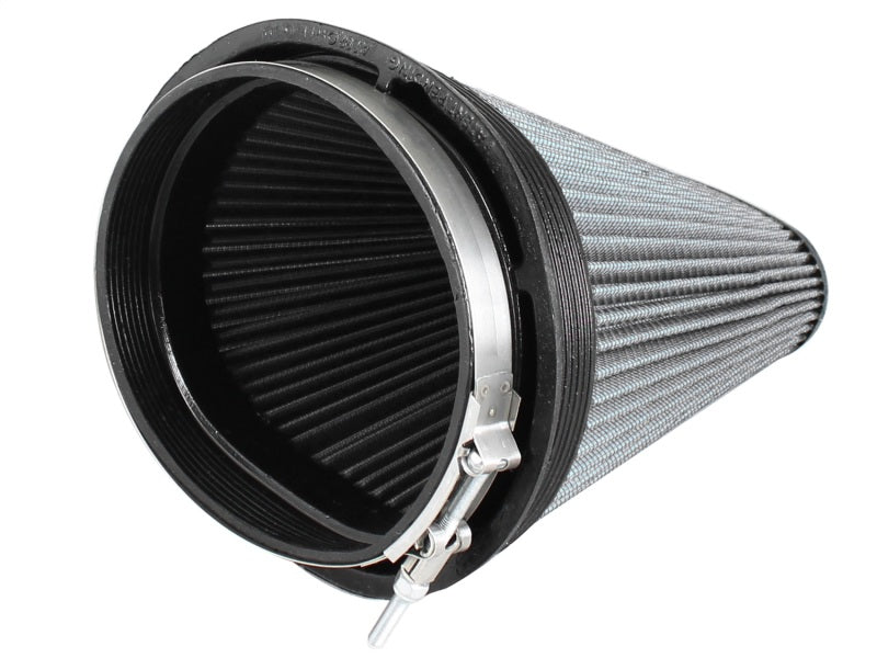 aFe Magnum FLOW Air Filter Pro DRY S featuring a conical design with a durable outer mesh and rubber base for optimal airflow.
