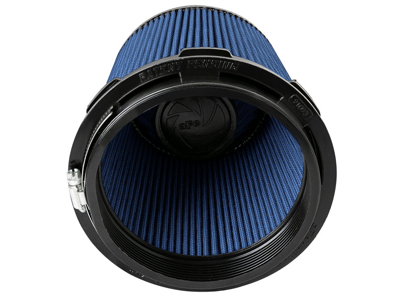 aFe Momentum Air Filter with a blue filter element and black housing, measuring 5-1/2 inches wide and 6-1/2 inches high.