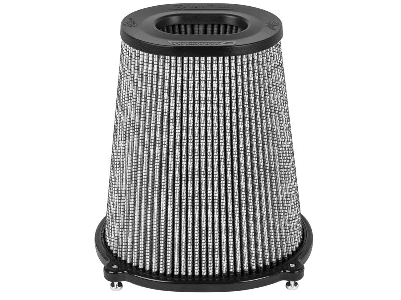 aFe Quantum Pro DRY S Air Filter with inverted top, featuring a 5.5-inch flange and 9-inch height for optimal airflow.