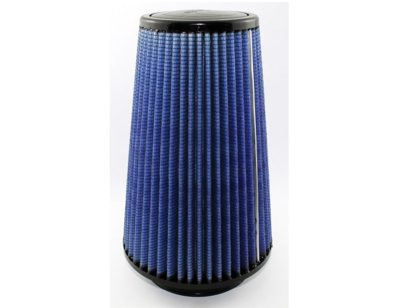 aFe MagnumFLOW Air Filter featuring a blue pleated design, optimized for improved airflow and engine performance.