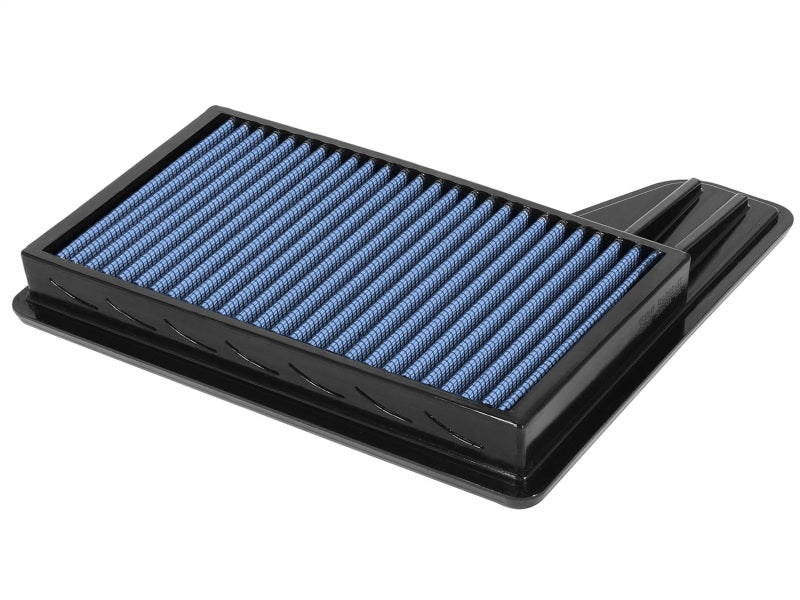 aFe MagnumFLOW OEM replacement air filter for 2015 Ford Mustang L4, V6, and V8 models featuring a blue filter element.