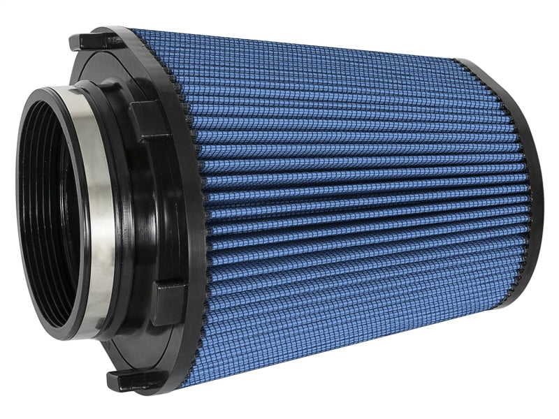 aFe Magnum FLOW Pro 5R replacement air filter featuring a blue filter media and durable construction for enhanced airflow.