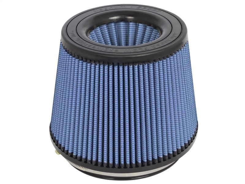 aFe MagnumFLOW Air Filter featuring a conical design with blue filter media, designed for enhanced airflow and performance.