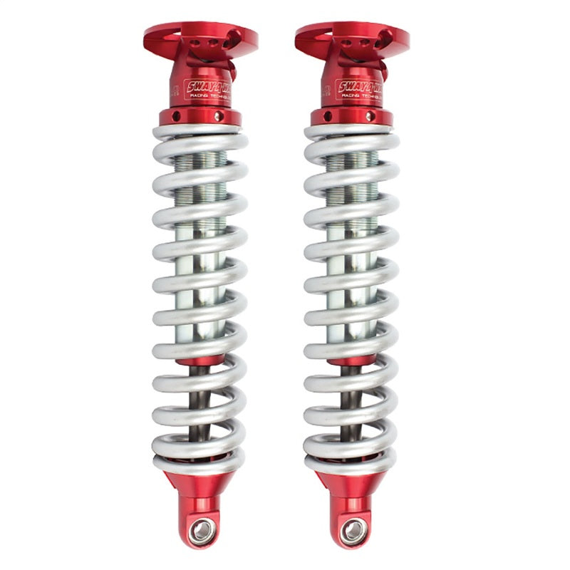 aFe Sway-A-Way 2.0in Front Coil Over Kit for 2000-2006 Toyota Tundra featuring red anodized adjusters and silver springs.