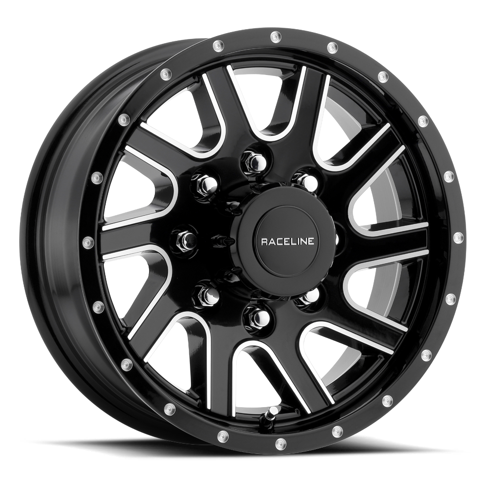 Black 820M Twisted wheel with a polished lip and multiple spokes, designed for trucks and offroad vehicles.