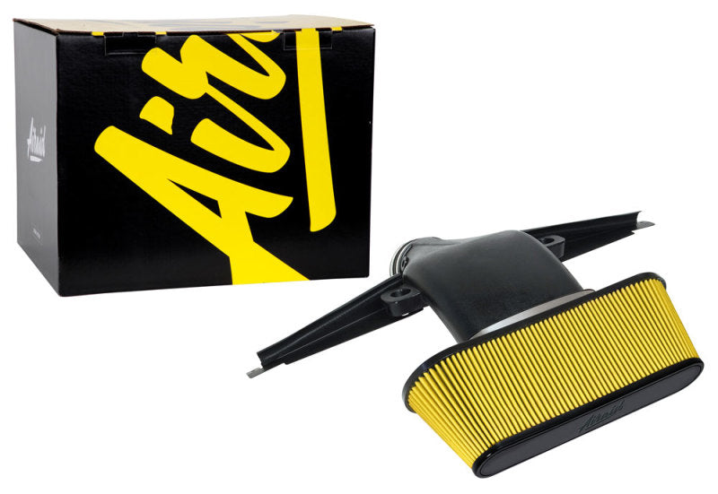 Airaid performance air intake system for 2008-2013 Chevrolet Corvette C6 V8-6.2L with a yellow filter and black housing.