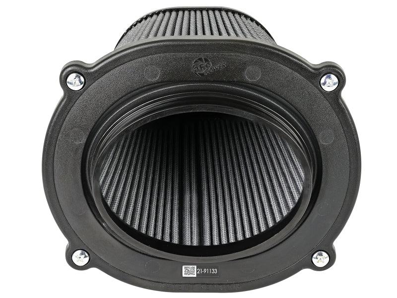 aFe Quantum Pro DRY S Air Filter featuring an inverted top design, 5.5-inch flange, and 9-inch height for enhanced airflow.