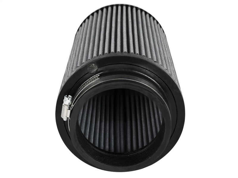 aFe Magnum FLOW universal air filter with a 4-inch flange and 9-inch height, featuring a dry design for enhanced airflow.