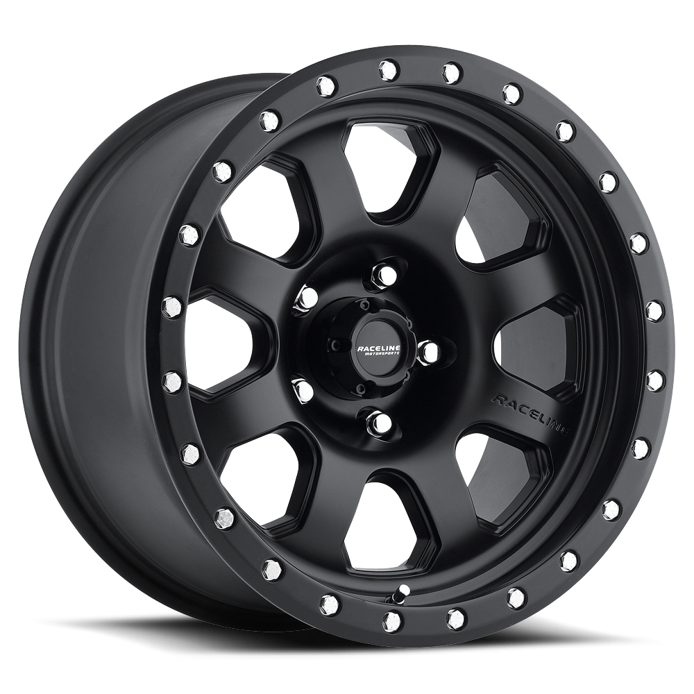 Black 929B Avenger wheel with a rugged design, featuring eight spokes and a beadlock style for offroad performance.