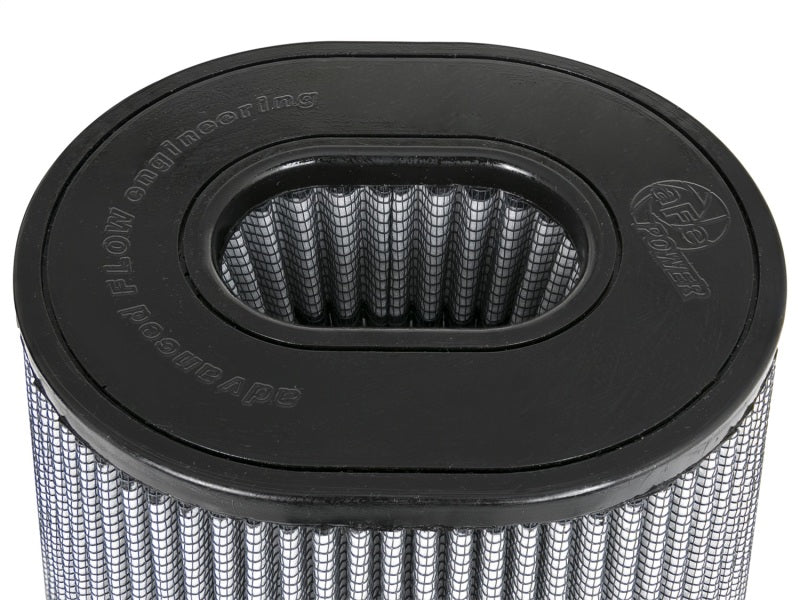 aFe Magnum FLOW Pro DRY S Universal Air Filter with a 4.5-inch front, 9-inch base, and 9-inch height for improved airflow.