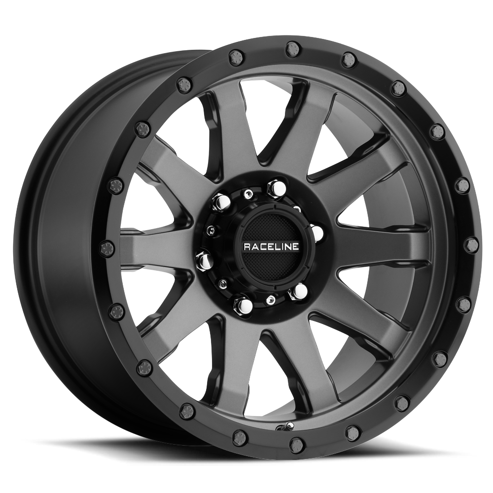 Raceline 934G Clutch wheel featuring a sleek black finish and ten spokes, designed for trucks and offroad vehicles.