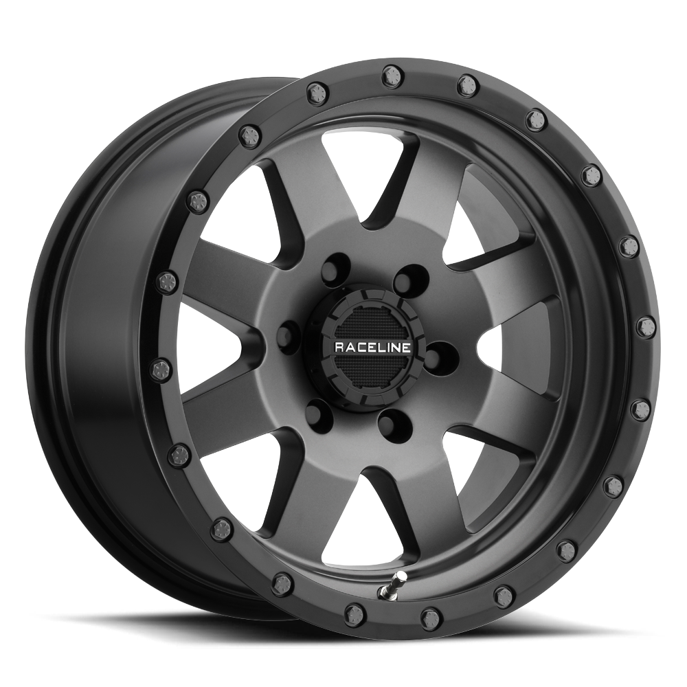 Matte black 935G Defender wheel with a rugged design and bolt accents, ideal for offroad vehicles and customization.