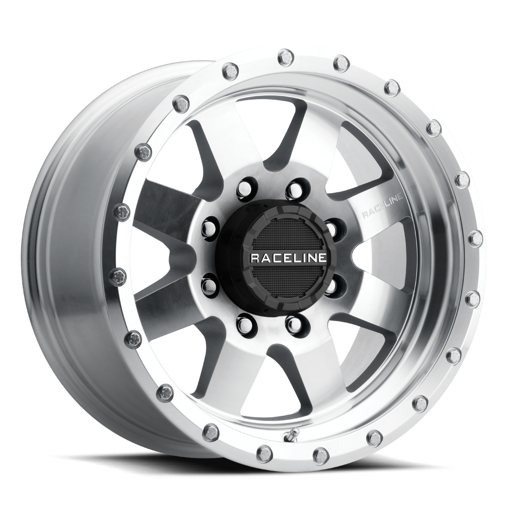 Aluminum 935MC Defender wheel with a polished finish and ten spokes, designed for offroad vehicles and performance.