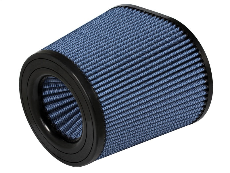 aFe MagnumFLOW Air Filter featuring a conical design with blue filter media, designed for improved airflow and performance.