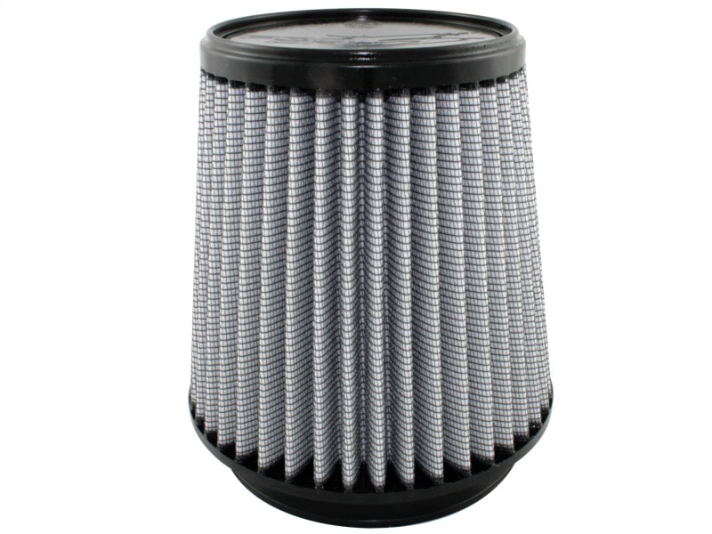 aFe MagnumFLOW Air Filter featuring a cylindrical design with a black top and gray pleated filter media for enhanced airflow.