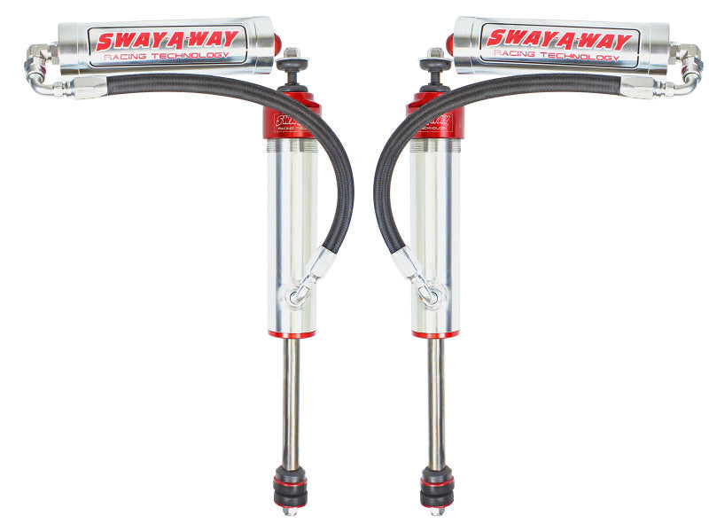 aFe 97-17 Nissan Patrol Sway-A-Way 2.5in Front Shock Kit with remote reservoir designed for OE ride height and enhanced performance.