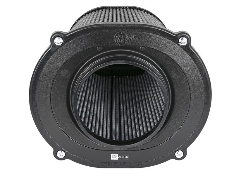 aFe Quantum Pro DRY S Air Filter with inverted top, featuring a 5-inch flange and 8-inch height for optimal airflow and filtration.
