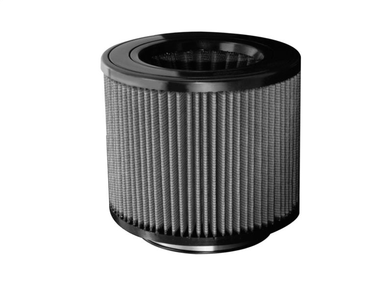 aFe MagnumFLOW Air Filter with a cylindrical design and pleated surface for enhanced airflow and filtration efficiency.