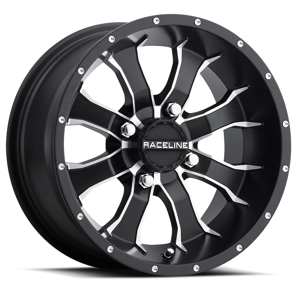 A77 Mamba wheel featuring a sleek black finish with polished accents and a bold multi-spoke design for trucks and SUVs.